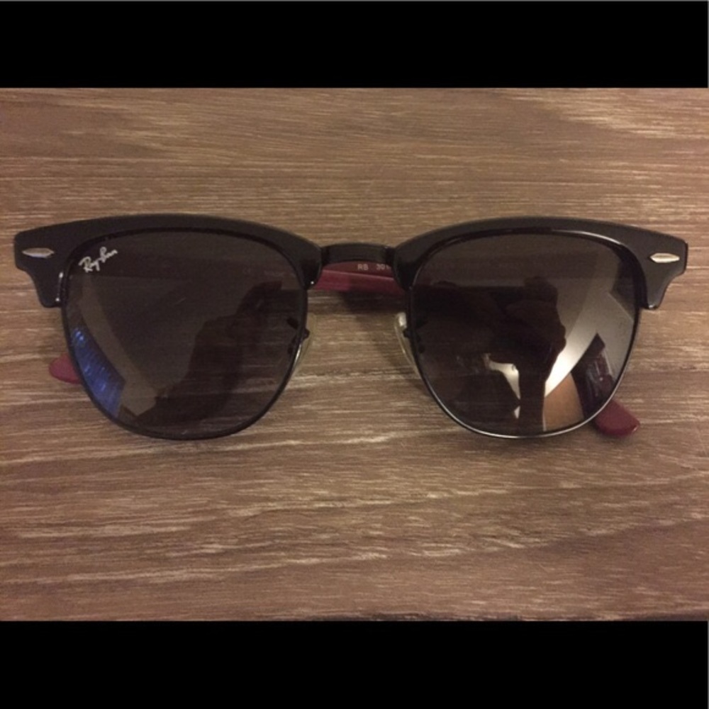 NWOT Black Ray-Ban Clubmaster (purple interior)
